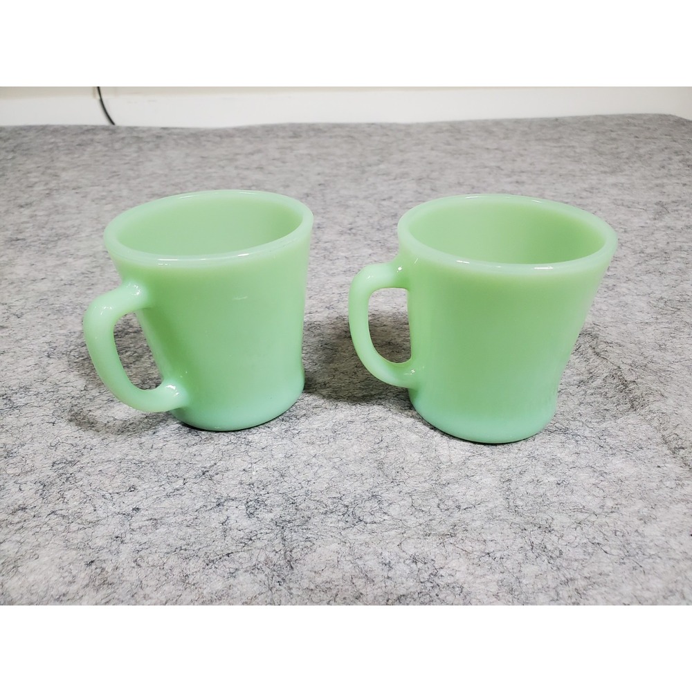 1940's Fire King Jadeite Green Coffee Mug D Handle Anchor Hocking USA Stamp